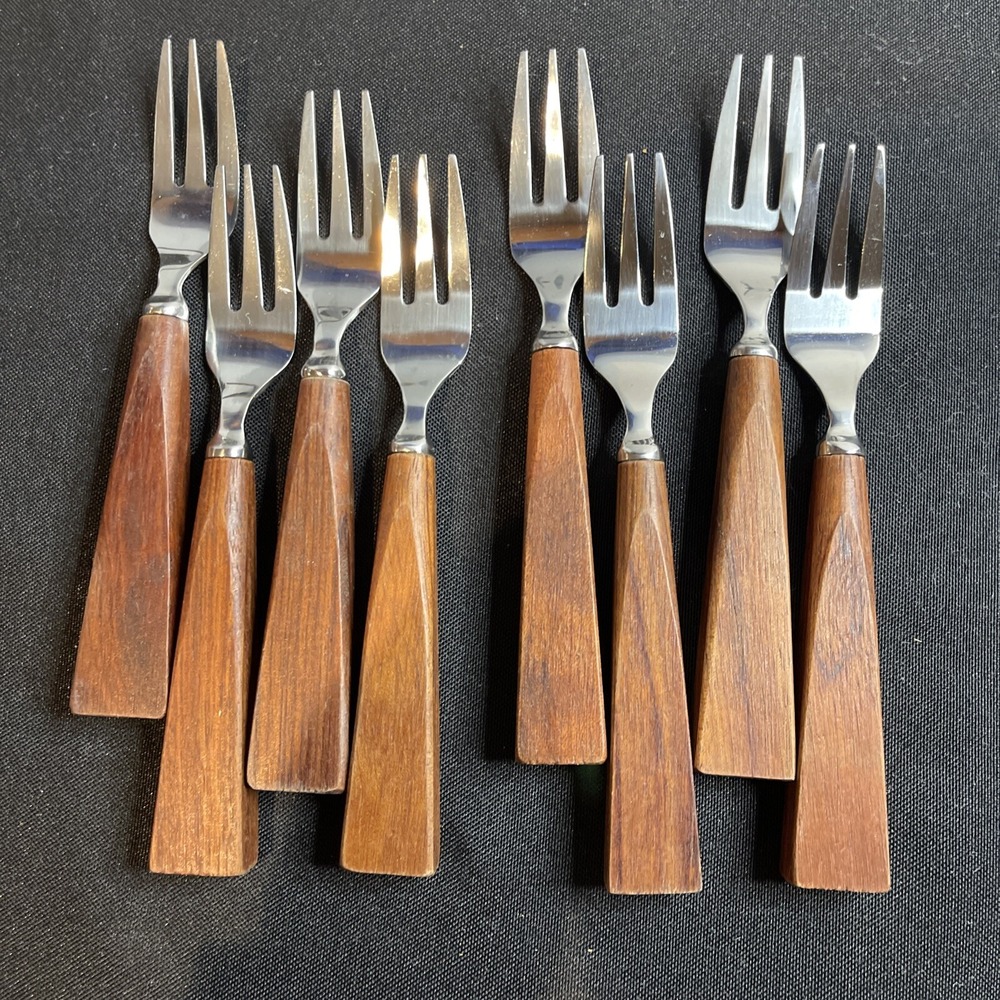 Wood Handled Mini Fork Set Wild Eye Designs Set Of 8 Evergreen Collection